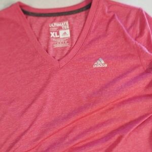 Adidas Bright Pink V-Neck Tee